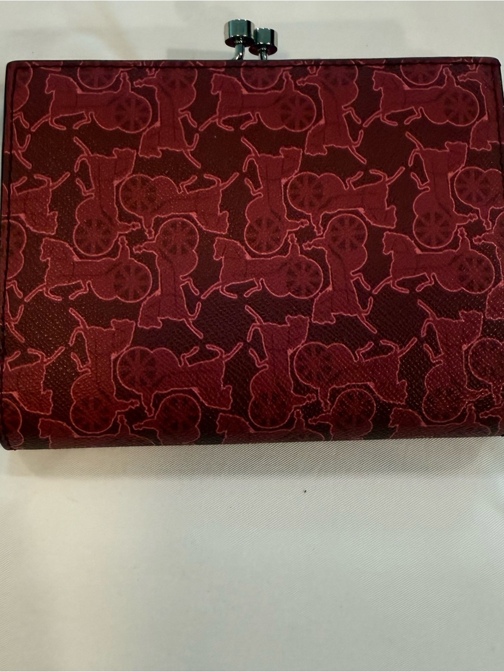 Celine Red Horse-Print Clasp Wallet